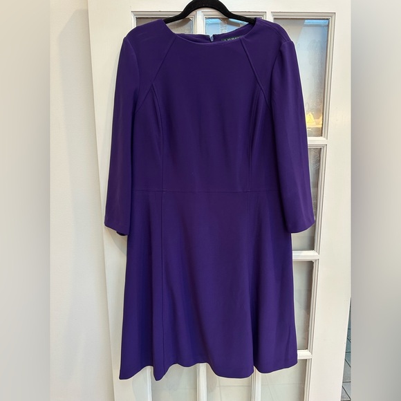 LRL Lauren Ralph Lauren Purple 3/4 Sleeve Ponte Cocktail Dress Plus Size 16 - Picture 3 of 14
